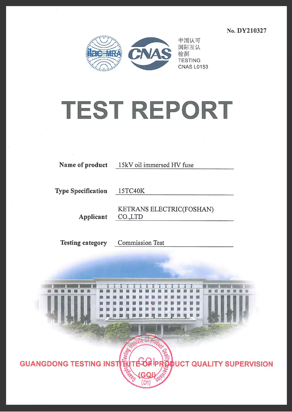 Fusible Link için bağımsız laboratuvar test raporları